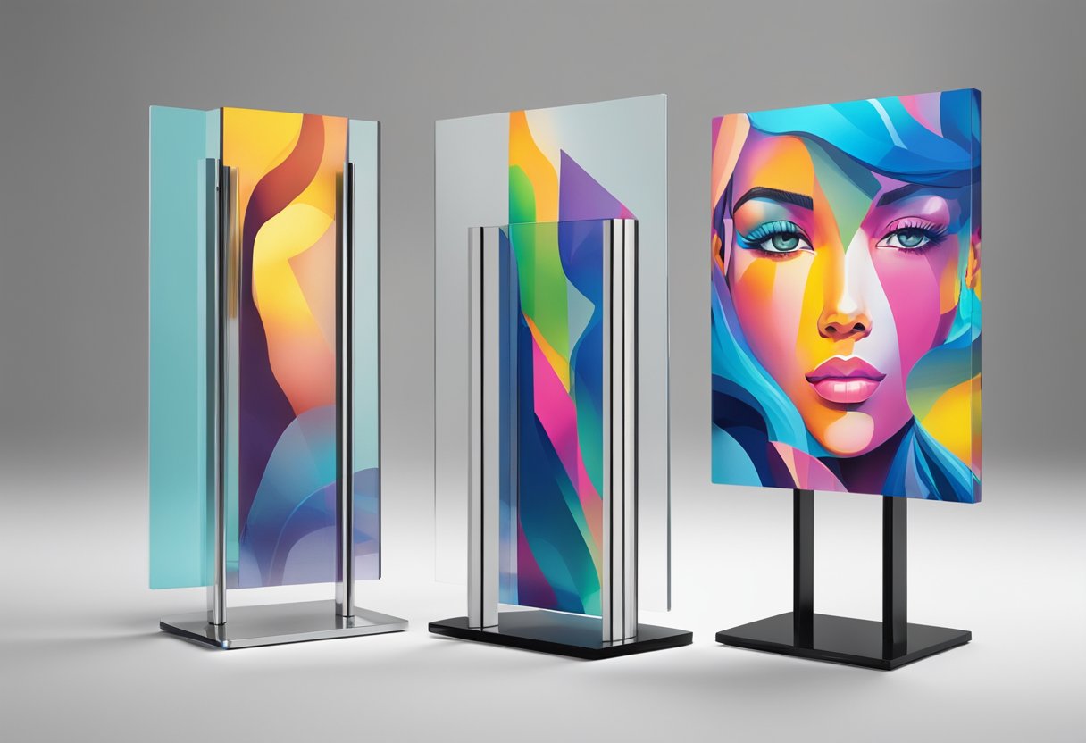 Displaying metal and acrylic colorful prints