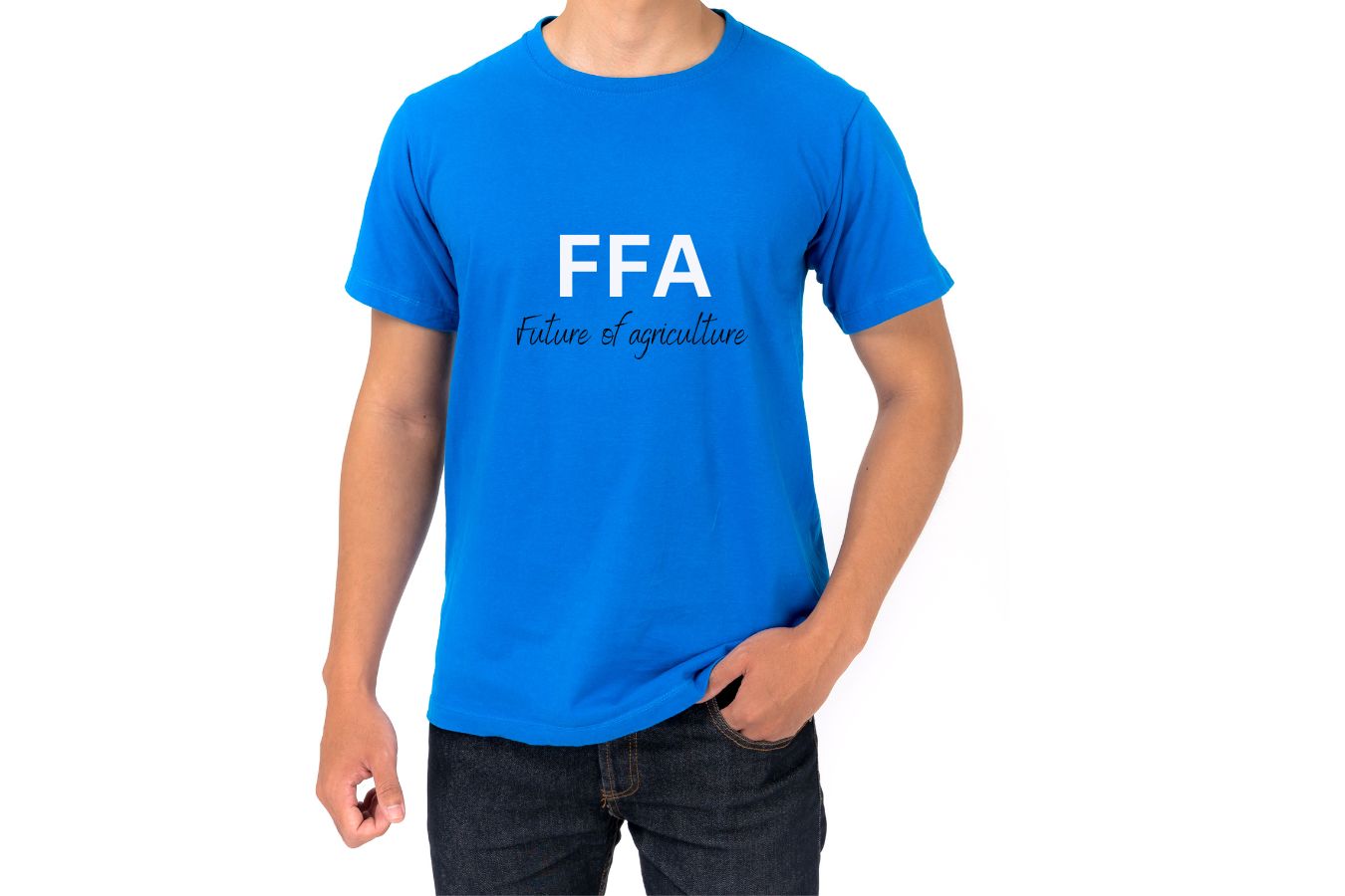 A guy sporting a blue FFA t shirt