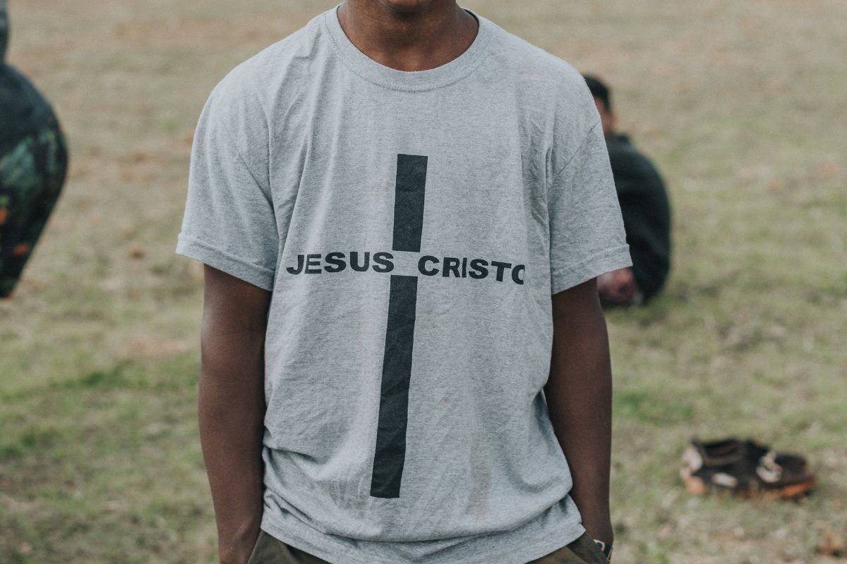 A guy wearing Jesus T Shirt