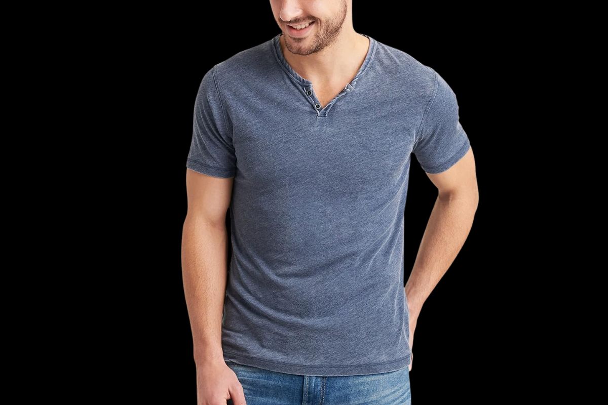A man wearing a burnout t shirt