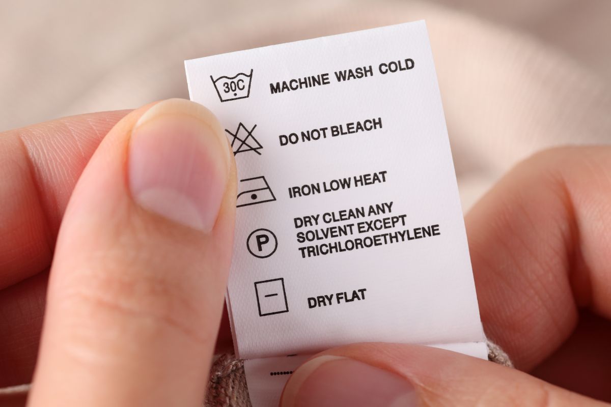 Washing instruction written on custom polo shirt