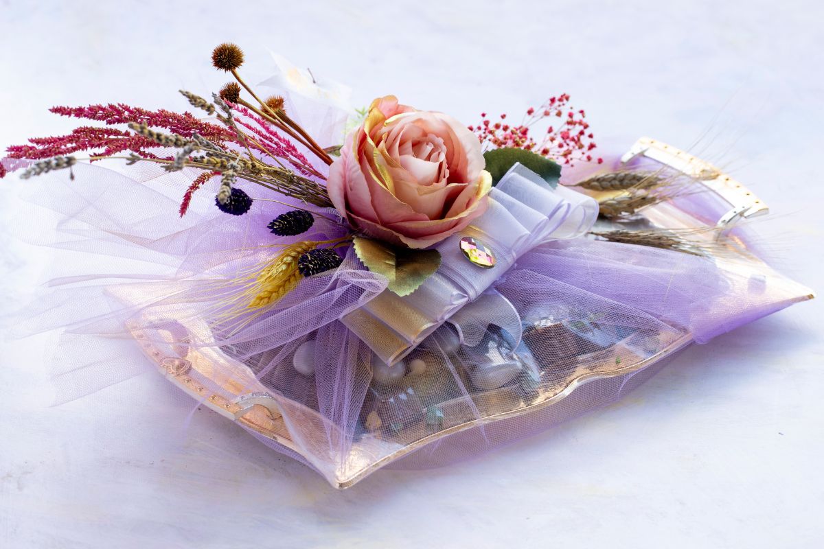 A chocolate gift box wrapped with a flower for the teacher