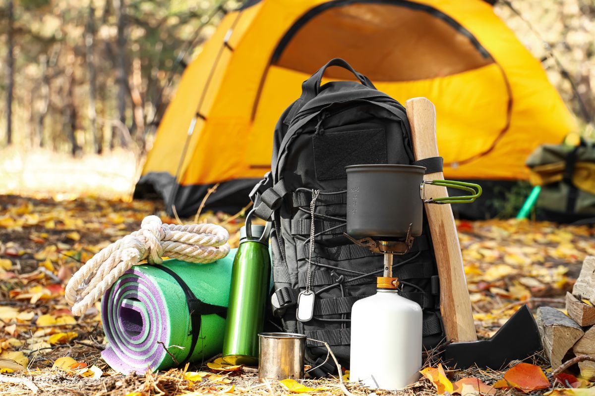 A collection of camping gears for outdoor adventure