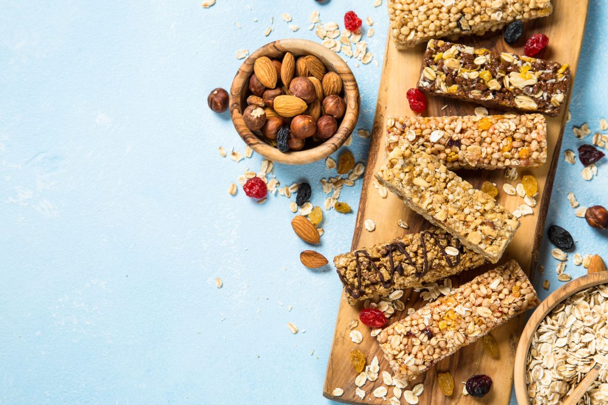 A collection of different bars as a snack for the employee