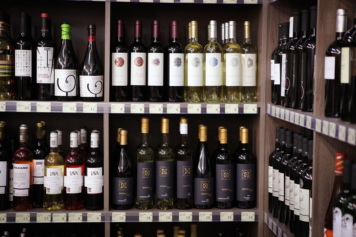 A collection of wine bottle at the wine shop