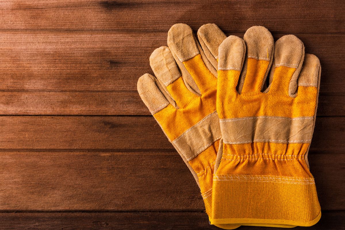 A high quality branded work gloves kept together