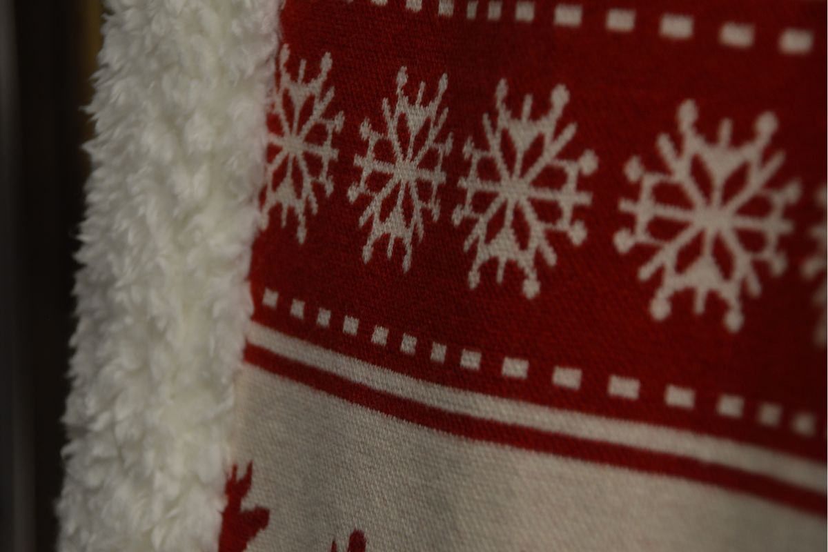 A special christmas blanket close up view
