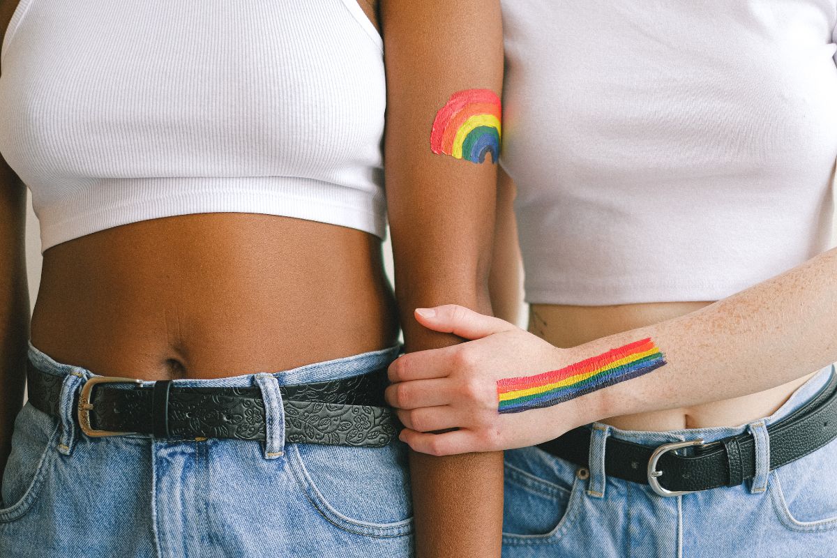Two women in love celebrating pride month