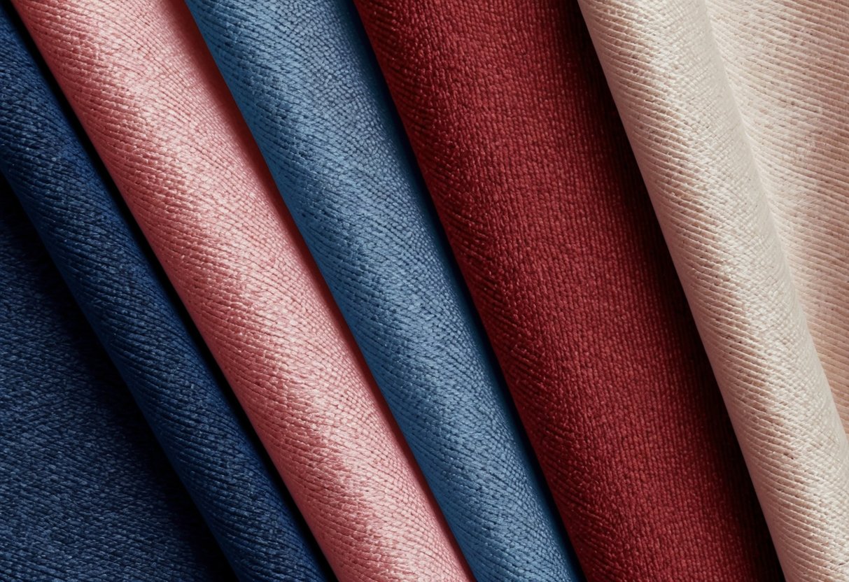 A close-up of three different fabric textures blending together seamlessly