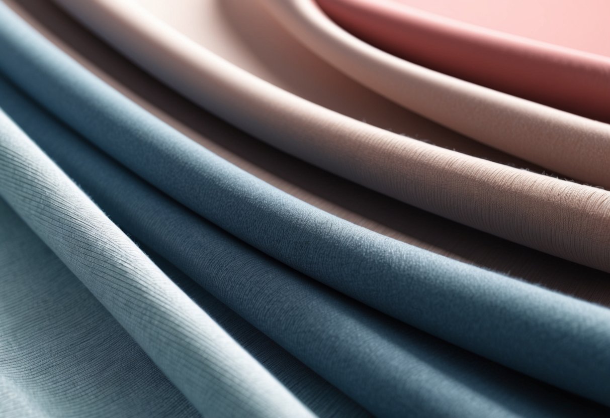 A close-up of a soft, flowing fabric made of three different materials, showcasing its durability and comfort