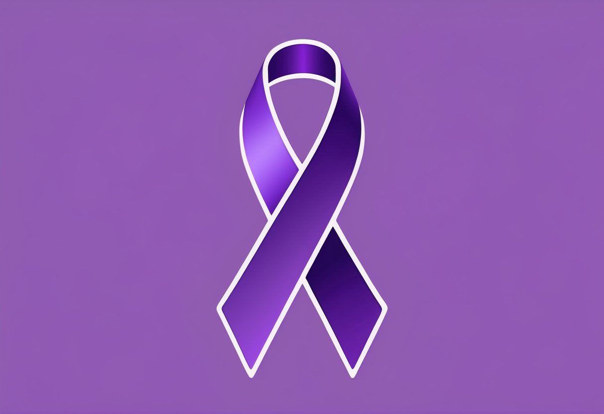 A purple ribbon symbolizing awareness for various causes, depicted in a simple, elegant design