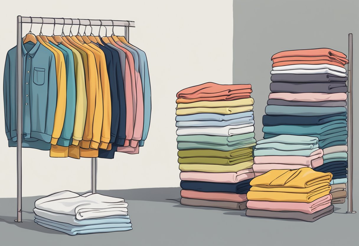 A colorful array of Comfort Colors clothing, neatly folded and stacked, with a label displaying the brand name prominently