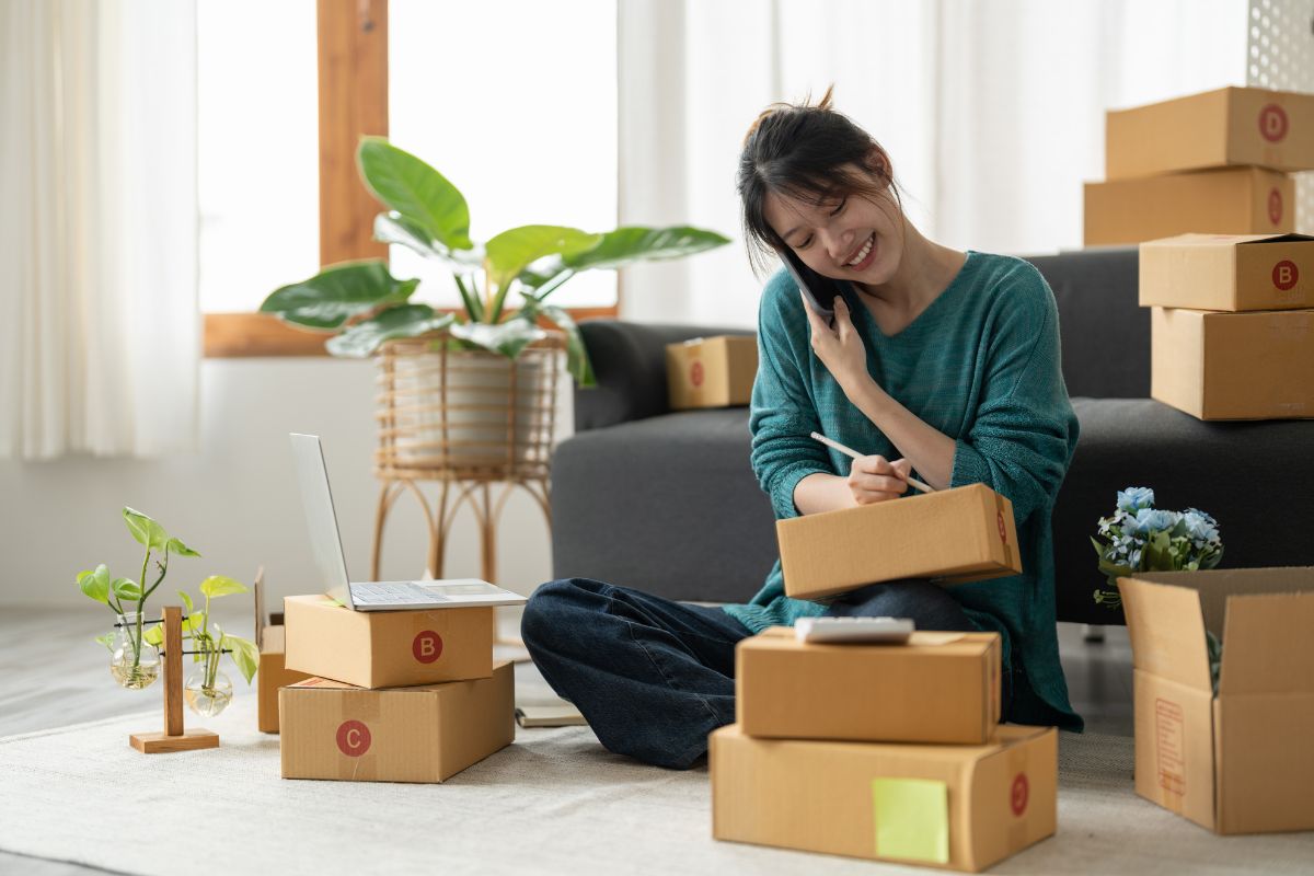 A women talking to supplier for more products.