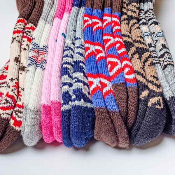 Different colored socks to sell online.