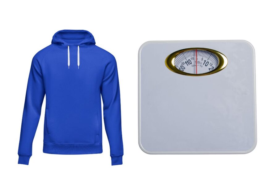 Sweat shirt and a weighing machine