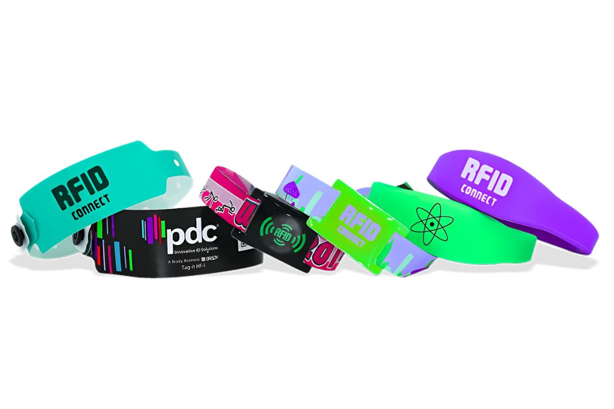 A collection of RFID wristbands kept together