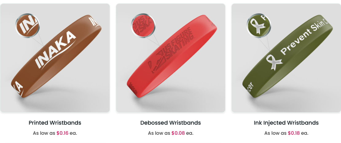 A collection of custom silicon wristband shown in the image