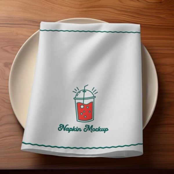 A personalized napkin can be shown in the image with a mockup design on it