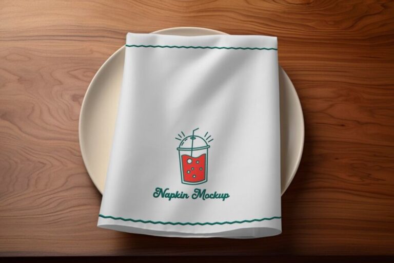 A personalized napkin can be shown in the image with a mockup design on it