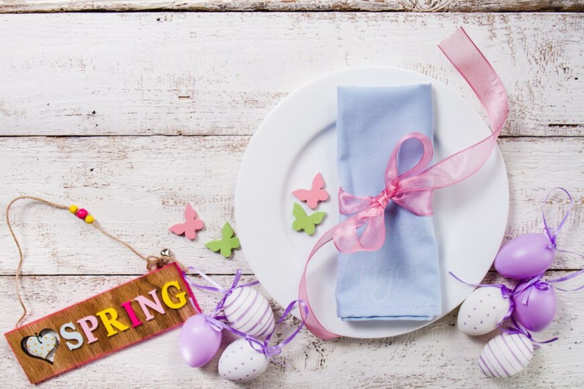 A personalized napkin kept above the plate