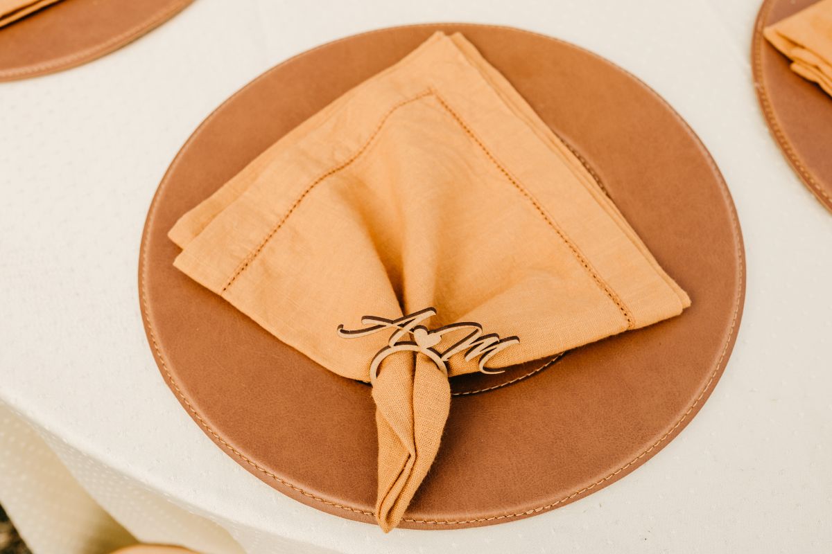 Custom napkins made from recycled material.