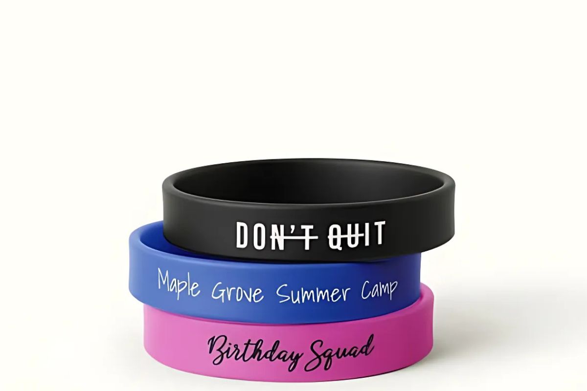 Printed rubber wristband shown in the image